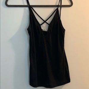 Cross chest black tank top